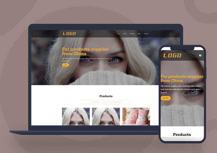 外貿英文女裝服裝企業網站模板自適應手機端