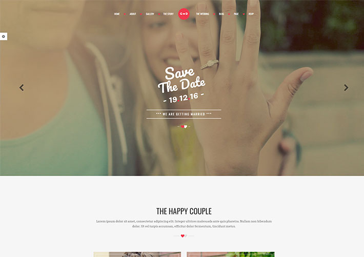 婚戀故事婚禮邀請引導頁網站網頁模板