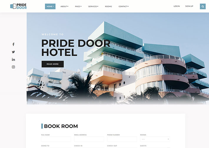 響應式酒店住宿預定服務網站源碼網頁模板