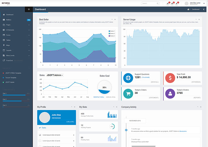 響應式網站后臺框架管理系統網頁模板