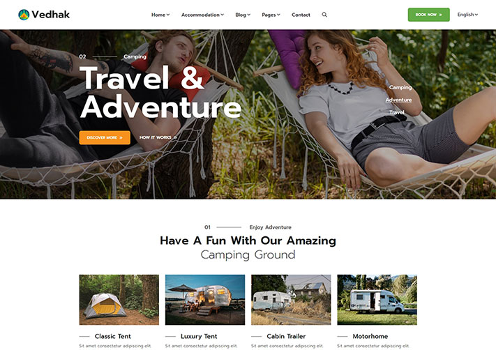 響應式戶外旅行露營HTML5網站源碼模板