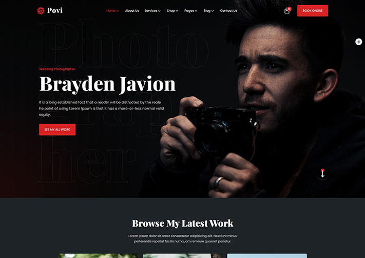 自適應攝影服務機構HTML5網站網頁源碼模板