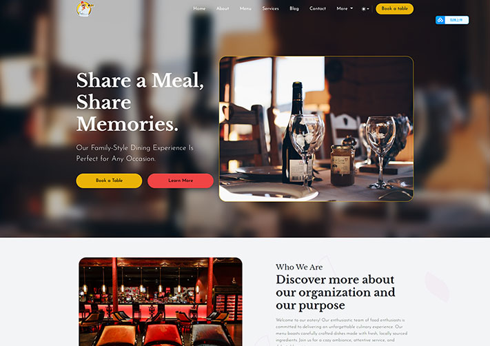 西式高檔餐廳宣傳服務單頁面HTML網站模板