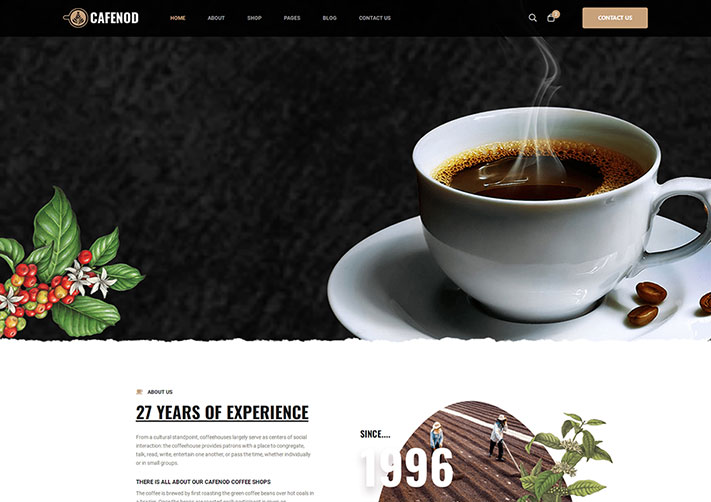 響應式咖啡飲品餐飲品牌宣傳網站網頁HTML源碼模板