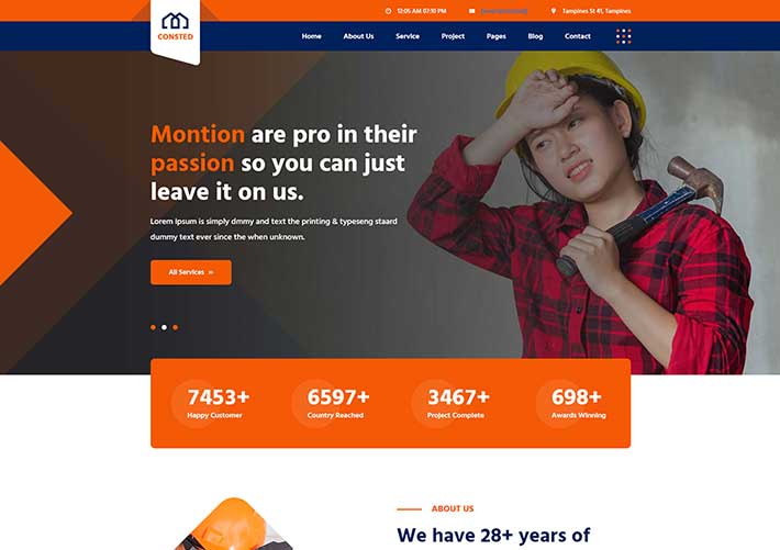 響應式建筑工程企業展示HTML5模板