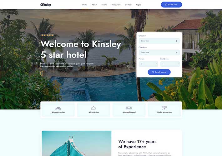五星級酒店預訂網站HTML5源碼模板