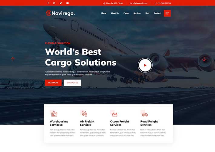 紅色物流快遞公司網站HTML源碼模板