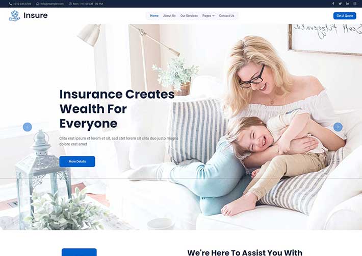 保險服務公司HTML5網站網頁源碼模板下載