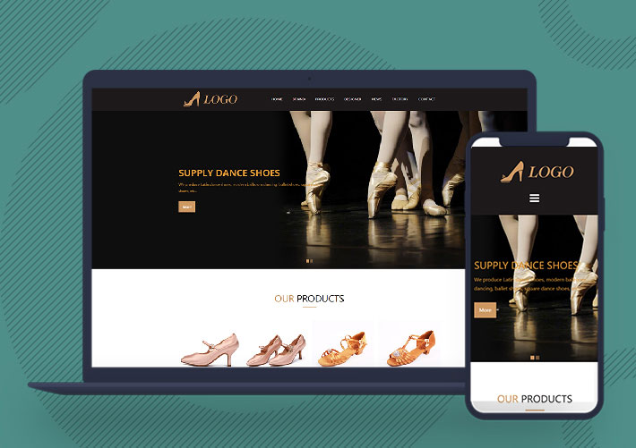 英文外貿芭蕾舞鞋網站pbootcms模板自適應手機端