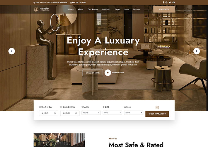 響應式Bootstrap5框架豪華酒店網站HTML5網頁模板
