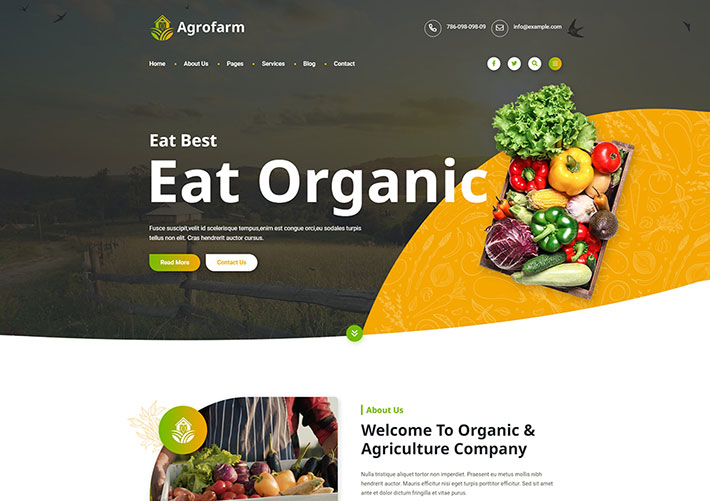 響應式綠色環保有機產品HTML5農業種植網站源碼模板