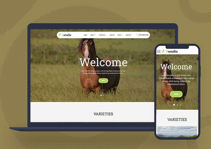 外貿企業英文馬匹飼養養殖場公司網站pbootcms模板自適應手機端