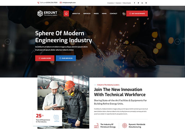 響應式HTML5工業類企業網站官網網頁源碼模板