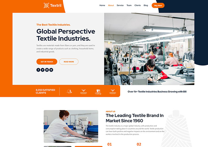 響應式紡織行業企業公司宣傳網站網頁源碼模板