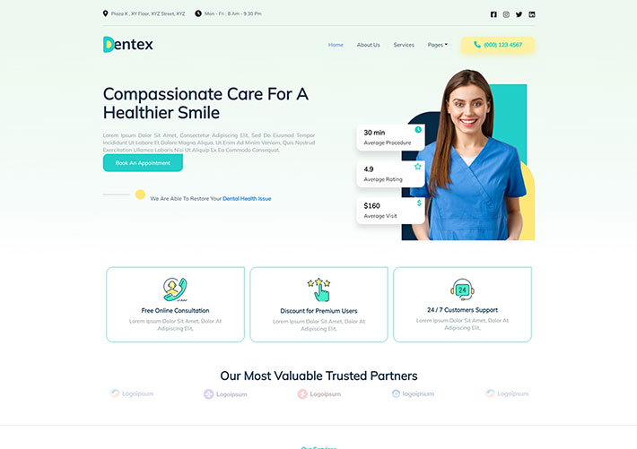 響應式牙齒保健醫療機構網站網頁源碼模板