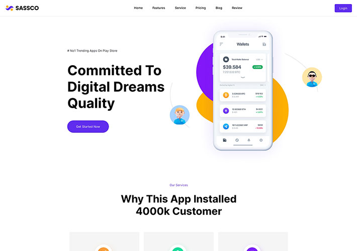 APP程序軟件應用宣傳服務網頁源碼模板