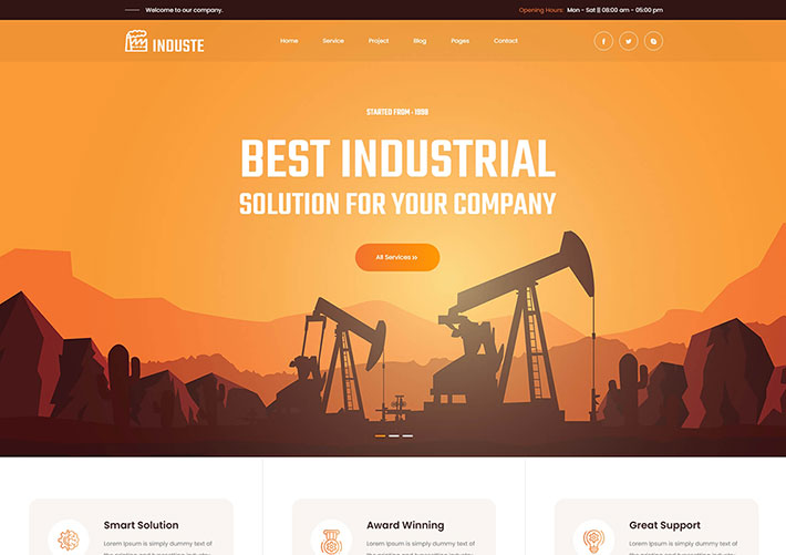 扁平風工業制造業網站網頁HTML源碼模板下載