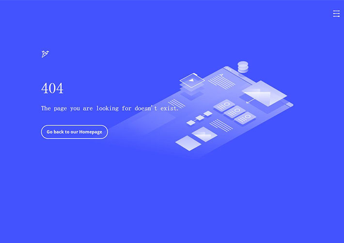 藍色商務風格404錯誤頁網頁模板下載