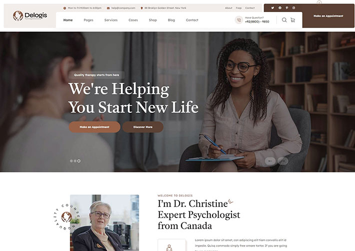 響應式醫療心理學咨詢服務BootstrapHTML5網頁模板