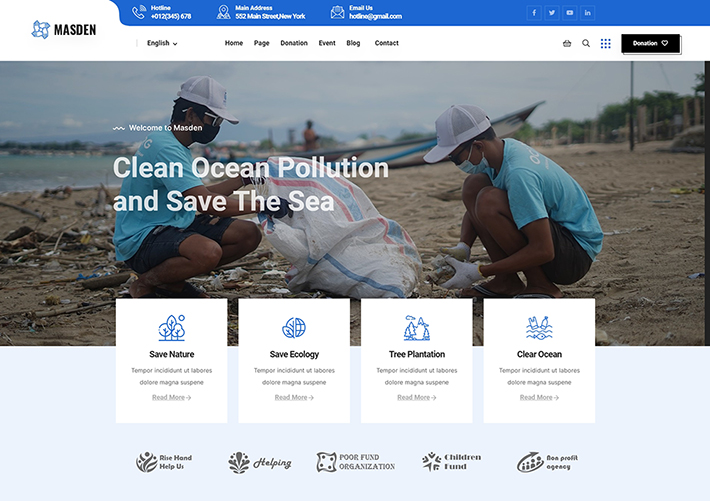 Bootstrap非營利組織慈善機構網站響應式網頁模板