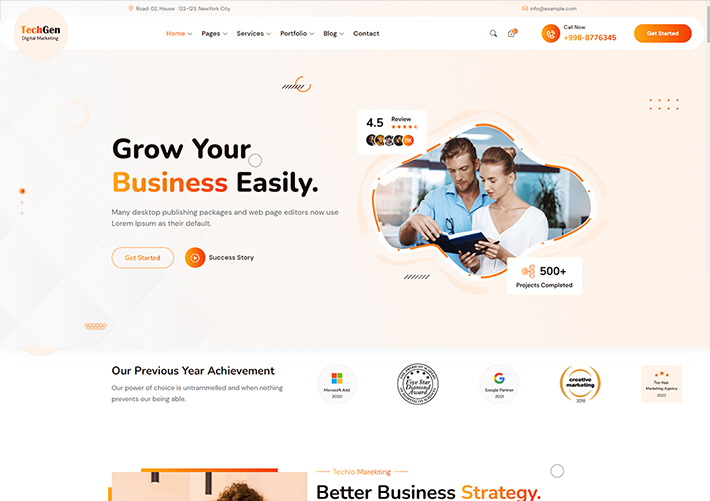 數字營銷代理企業業務咨詢網站html5網頁模板