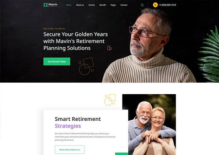 退休養老服務機構宣傳網站HTML網頁模板