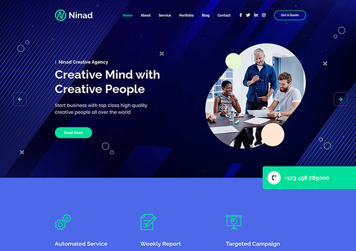 自適應商務創意服務機構HTML5網站網頁模板