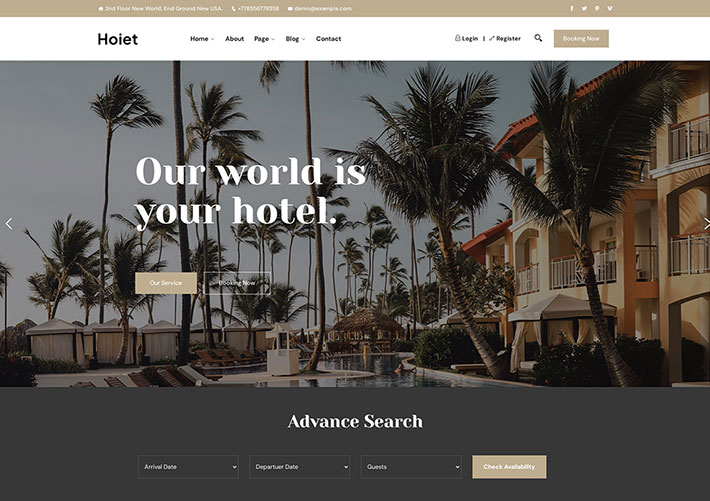 響應式酒店在線預訂宣傳網站網頁HTML模板
