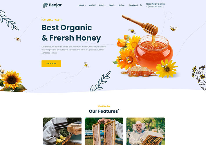 響應式有機新鮮蜂蜜電子商城網站HTML源碼模板