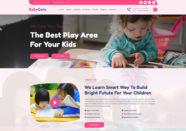 HTML5嬰幼兒早教啟蒙機構網站網頁源碼模板