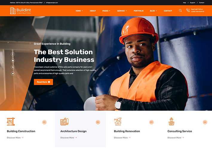 國外工業業務解決方案公司前端靜態英文網站HTML模板