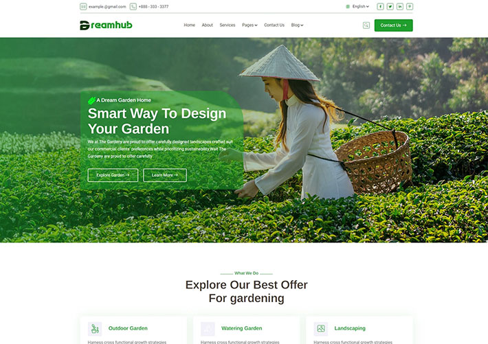 響應式5園藝服務機構茶葉基地前端html網站模板