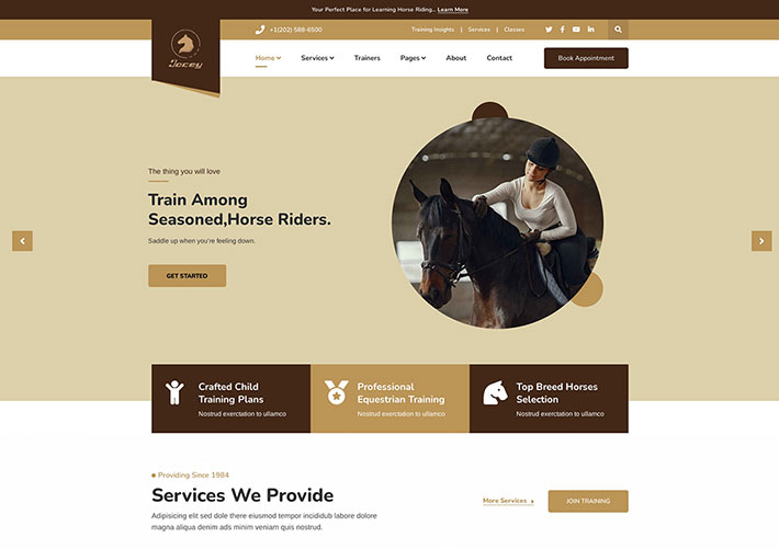 響應式騎馬協會俱樂部培訓學校網站網頁HTML模板