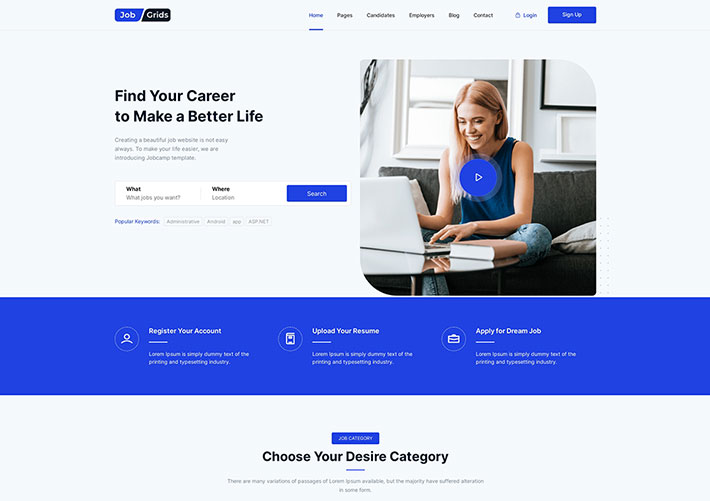 響應式在線崗位求職門戶企業網站網頁HTML源碼模板