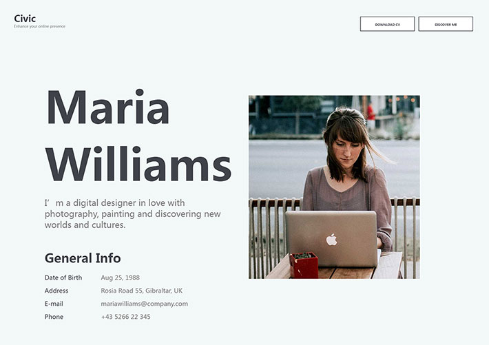 HTML白色簡約個人簡歷web靜態網站網頁源碼模板