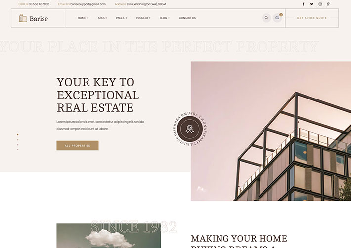 響應式建筑和室內設計企業網站HTML5網頁模板