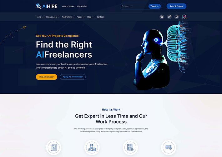 響應式人工智能行業招聘平臺企業HTML網頁源碼模板