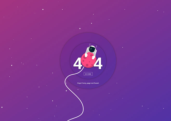 網站錯誤頁宇航員404頁面html網站網頁源碼模板