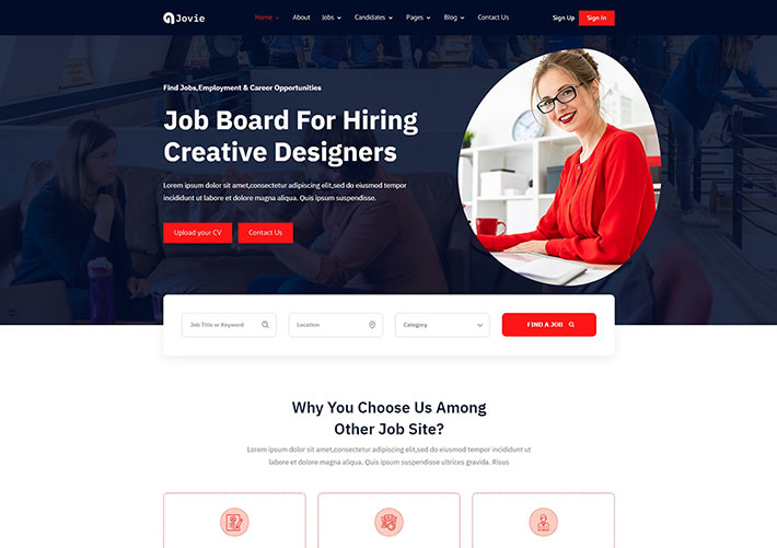 響應式找工作招聘門戶網站網頁HTML源碼模板下載