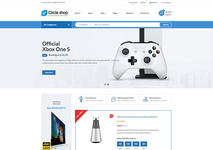 精美電子產品商城購物商店電商前端網頁HTML模板