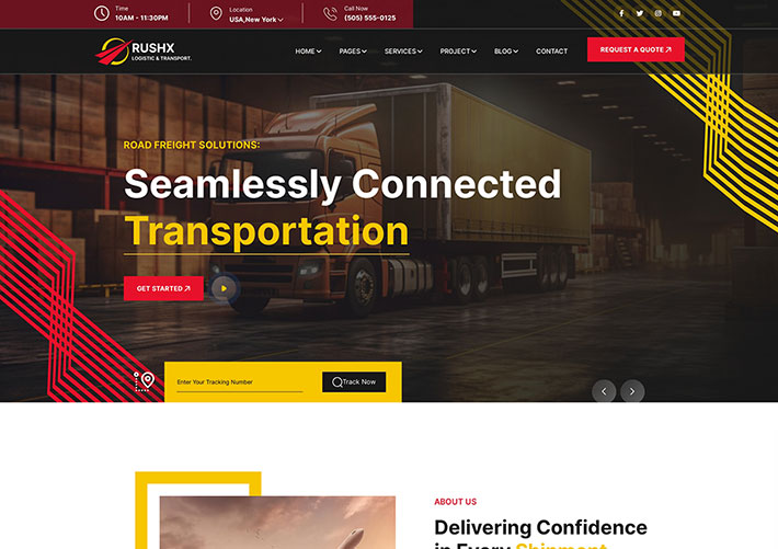 響應式快遞物流運輸服務企業靜態網頁HTML網站模板