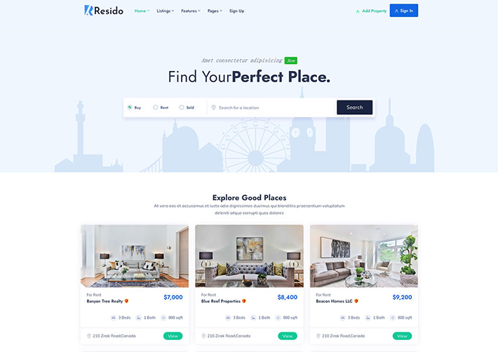 響應式高端房地產房產中介租賃公司網站HTML5網頁模板