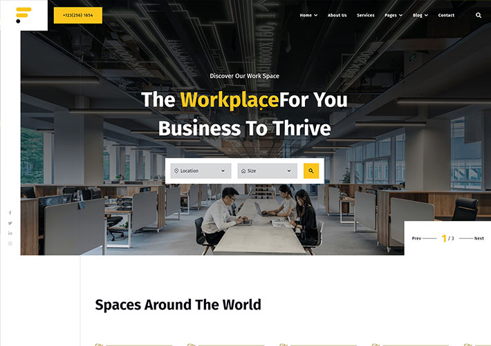 響應式Bootstrap空間設計聯合辦公空間網站HTML模板