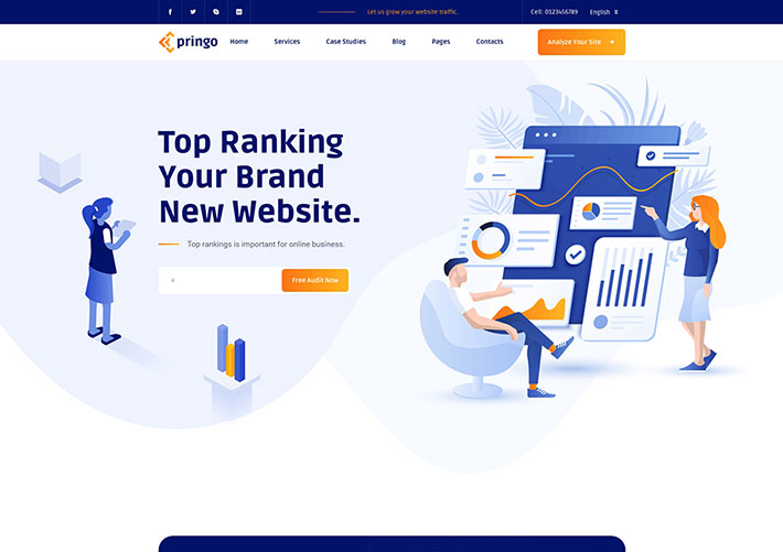 響應式SEO公司網站源碼動態營銷優化企業網頁HTML模板