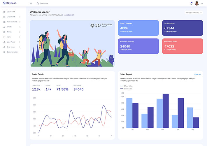 Bootstrap數據模塊分析管理后臺網站HTML5網頁模板