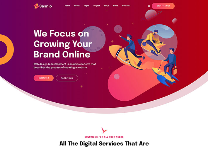 SEO數字營銷Saas軟件互聯網業務機構HTML網頁模板