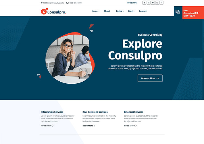 現代大氣HTML5商業咨詢公司官網網站網頁代碼模板