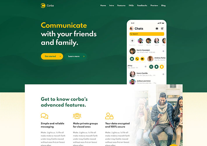 響應式移動軟件應用程序著陸頁面HTML5源碼模板