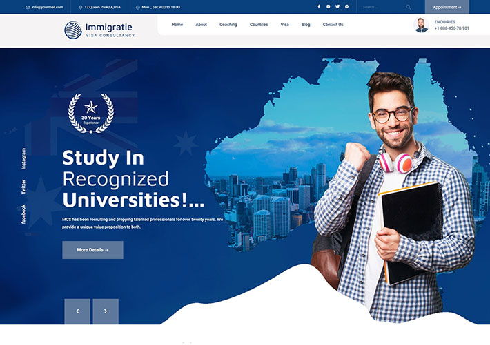 響應式移民代理企業簽證咨詢服務網站網頁HTML模板