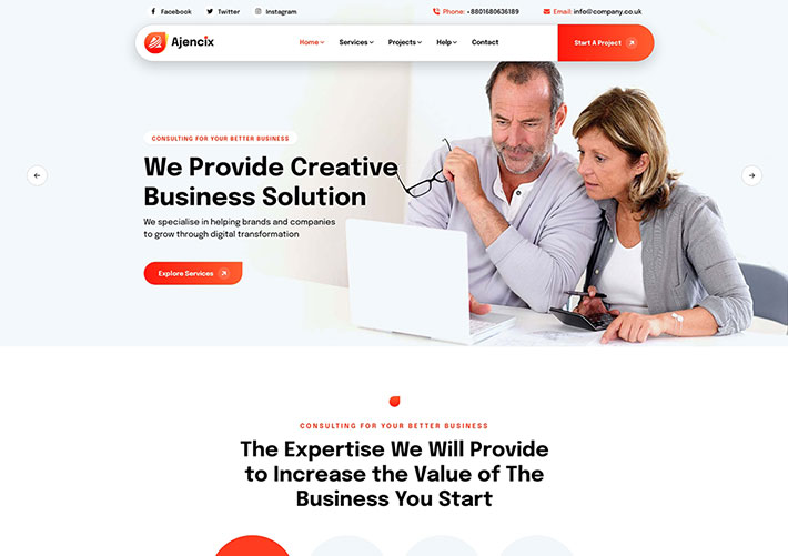數字機構營銷服務企業網站模板高端HTML5設計網頁模板
